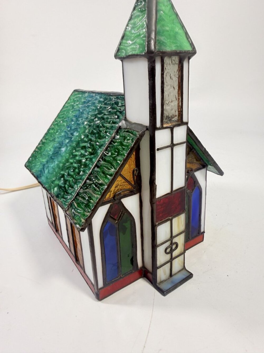 Lamp Light Tiffany Style Stained Glass 3D Church Chapel Cross Vintage Holiday - Picture 8 of 15